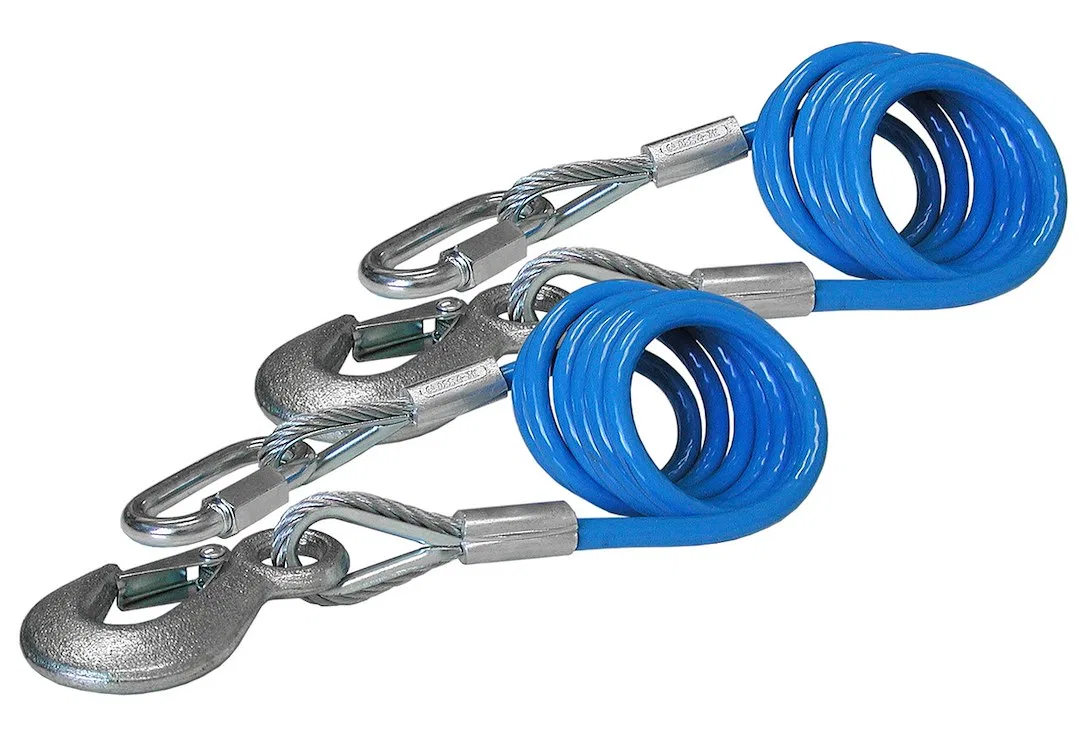 643 – ROADMASTER Trailer Safety Cable, 6000 Pound Rated 68 Inch Length Galvanized Steel With Single Snap Hook Coiled ...